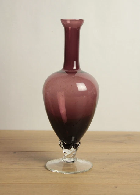 Vase Vintage LA ROCHERE France 1960 - Verre Soufflé 22cm - Déco Années 60