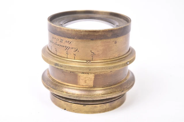 Objectif Ancien Rapidus Anastigmat 180mm F/6.8 (6 Lentilles En Laiton) Avec Planchette