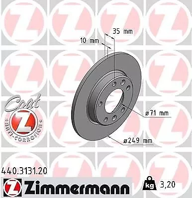 2x ZIMMERMANN 440.3131.20 Coat Z Disque de frein convient pour PEUGEOT 308 II
