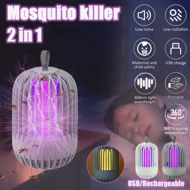 Moskito Killer UV Insektenvernichter Elektrisch LED Lampe Mückenfalle Licht AKKU 3