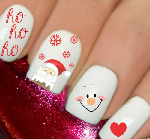 Christmas Reindeer Snowmen Rudolf Santa Nail Nails Water Transfers Decals Art