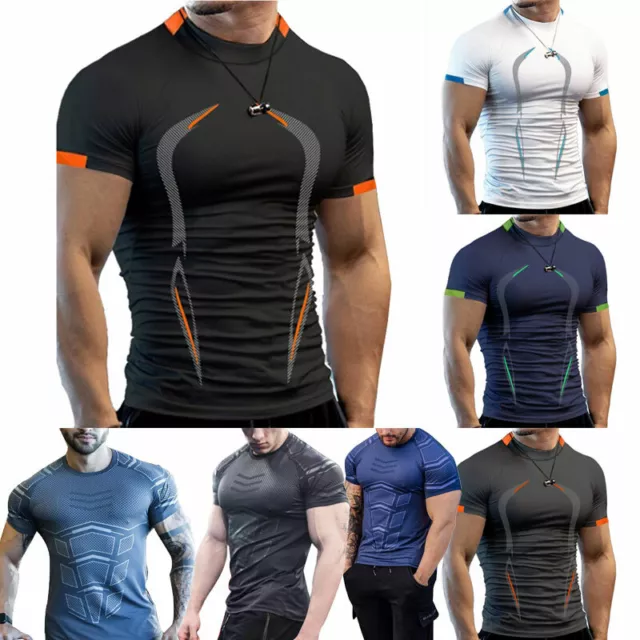 Camiseta Ajustada Para Hombre Blusa Deportiva De Manga Corta Para <