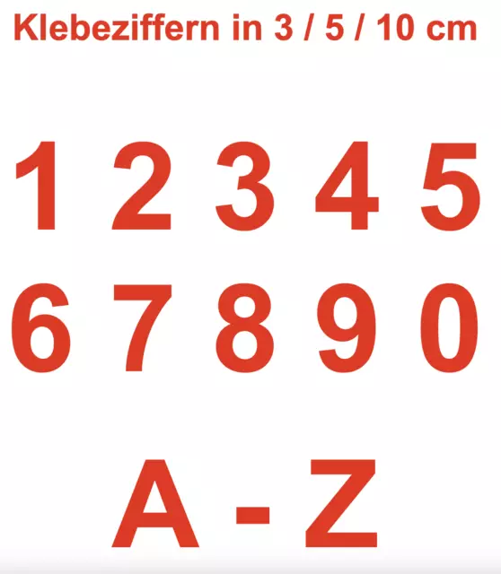 Zahlen Aufkleber Klebezahlen Ziffern Buchstaben - rot