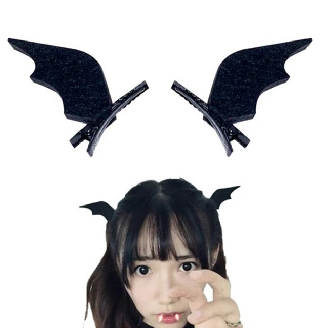 Barrettes Chauve-souris Gothiques - Pinces à Cheveux Antidérapantes - Pour Cosplay, Halloween, Soirée à Thème - Accessoire Coiffure Femme