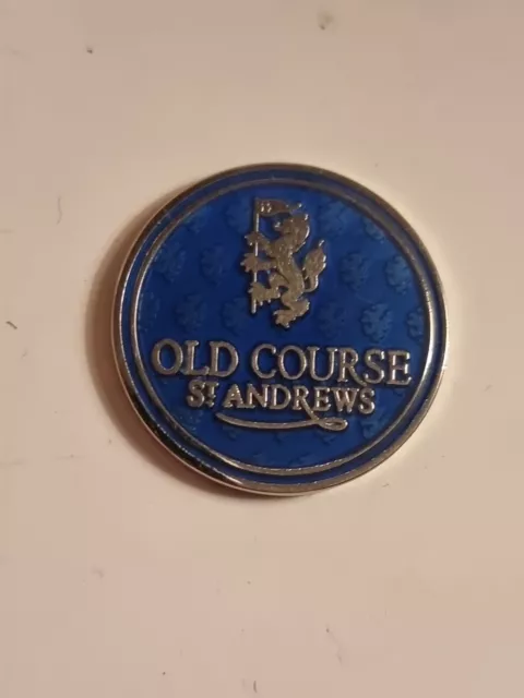 Golf Ball Marker Old Course St Andrews Links Blue Double Sided SCOTLAND
