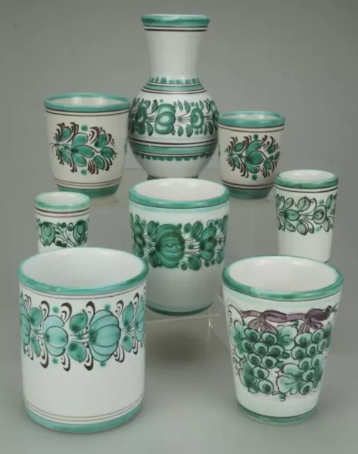 Lot of 8 Decorative Modra Slov Ludova Majolika Majolica Cups Slovakia QB37