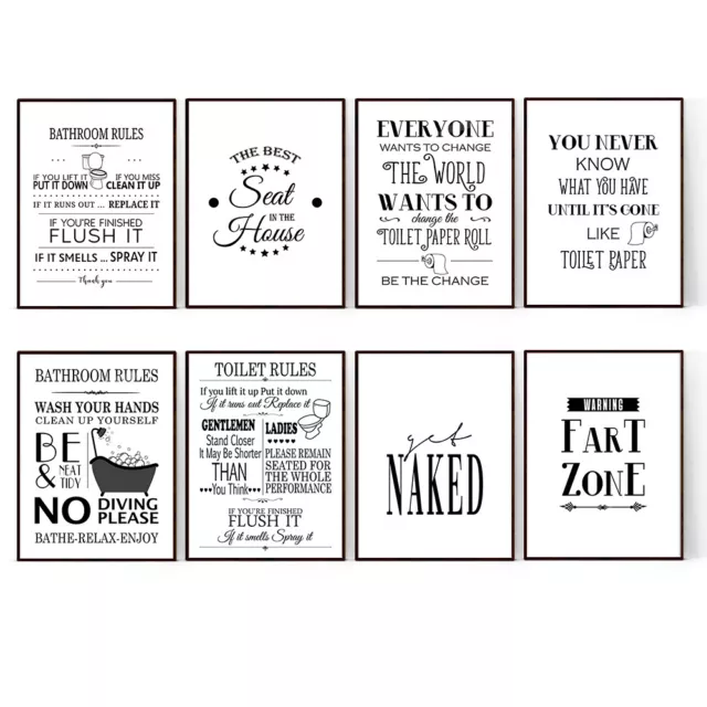 Bathroom Prints Minimalist Funny Wall  Art Poster Toilet Home Pictures Print