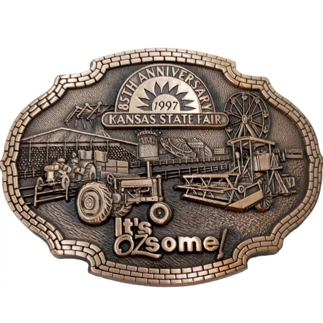 1997 Kansas State Fair Belt Buckle Its Ozsome Tractor Combine KS Country Western