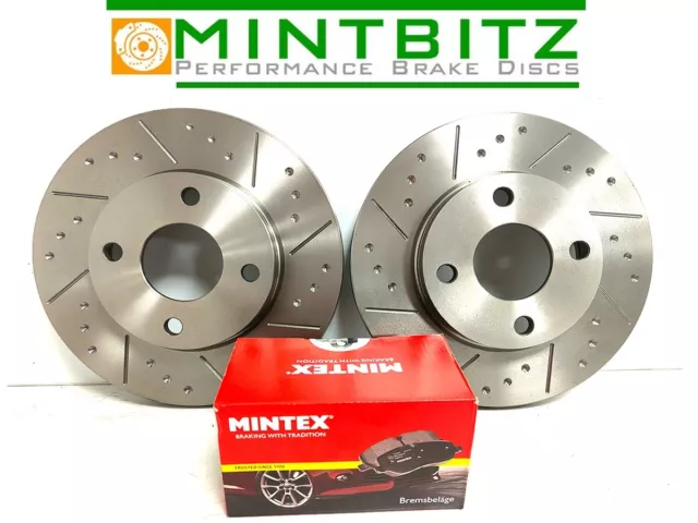 Ford Fiesta MK7 09-12 All Front Dimpled Grooved Brake Discs & Mintex Pads