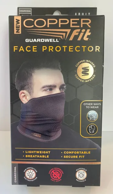 Copper Fit Guardwell Face Protector Mask Adult Charcoal Gray/Black UV30 NEW