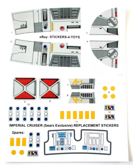 Kenner IMPERIAL CRUISER SEARS Vintage Star Wars replacement Sticker set +BONUSES