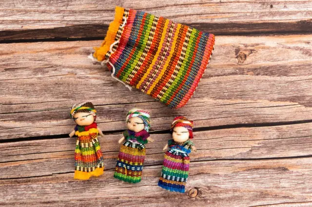 Sorgenpüppchen 1 x 3 Stück Sorgenpuppe Worry Dolls Trostpuppe Fair Trade