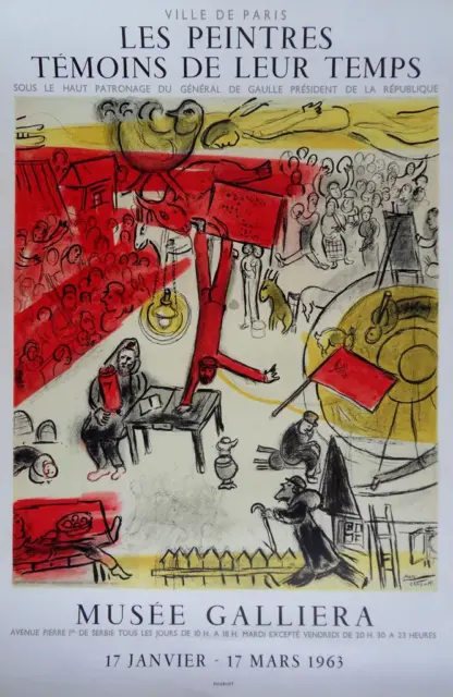 Marc Chagall: Il Circo - Rivoluzione, Litografia Originale Firmato - 1963