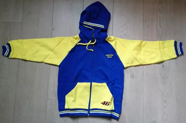 Valentino Rossi Childrens size zip up style Hoodie in Yellow and Blue. Daring MS