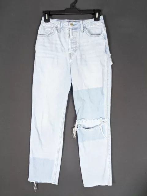 Hollister Jeans Womens 0R Ultra High Rise Vintage Straight Blue Denim Raw Hem