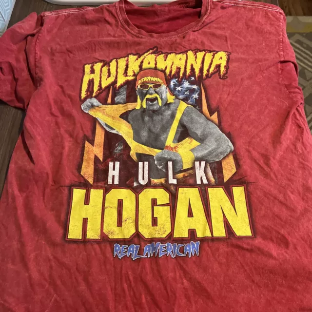 Hulk Hogan t shirt Hulkmania XL WWF Red Free P&P