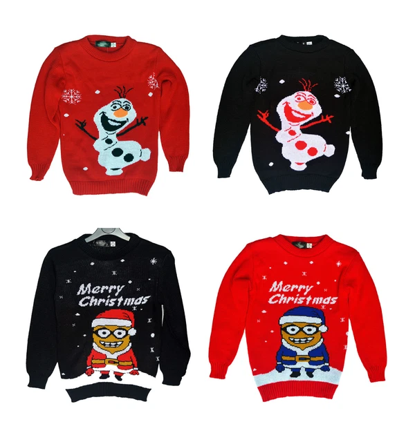 Childrens Kids Christmas Xmas Retro Jumper Boys Girls Sweater Frozen Minions