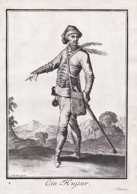 Husaren Hussar Ungarn Hungary Trachten costumes engraving Kupferstich Clara 1703