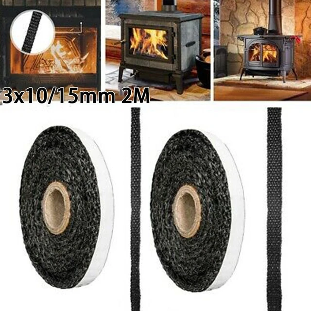 SELF ADHESIVE WOOD Burning Burner Stove Rope Glass Seal Flat Tape Fire