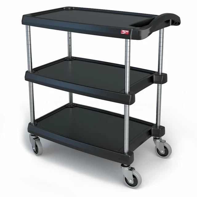 Metro MY1627-34BL 3 Level Polymer Utility Cart w/ 400 lb Capacity, Marine Ledges
