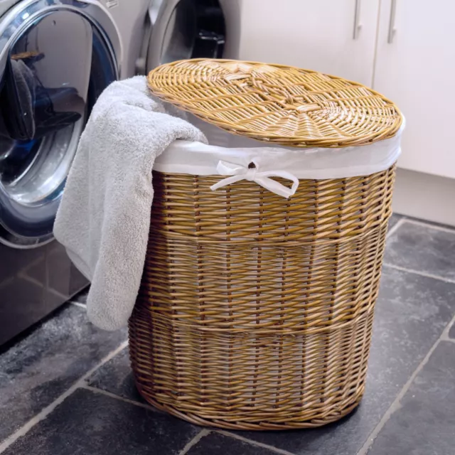Natural Oval Wicker Laundry Basket in 2 Sizes 2
