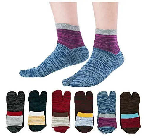 Men's Tabi Flip Flop Socks Athletic Cotton Crew Two Toe 5 / 6 Pack