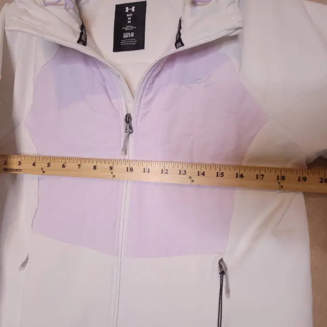 Under Armour Women ColdGear Track Jacket White Purple Stretch Fleece Lined M New 3