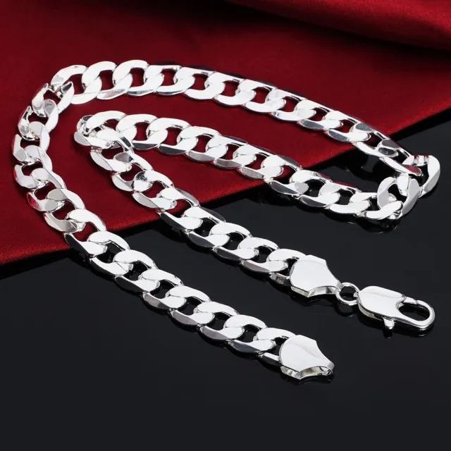 18-30inch 925 Silver fashion women men 12MM solid chain classic Necklace Jewelry