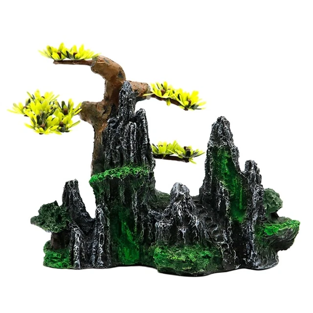 Aquarium Resin Decoration Simulation Mountains Hideout Castle for Betta Shrimp