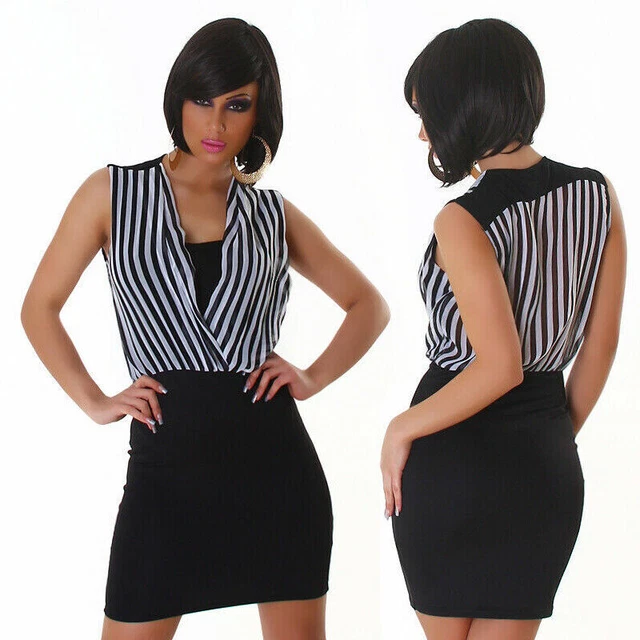 Mini Abito Donna Corto Elegante Vestito Nero da Sera Tubino Aderente Cocktail