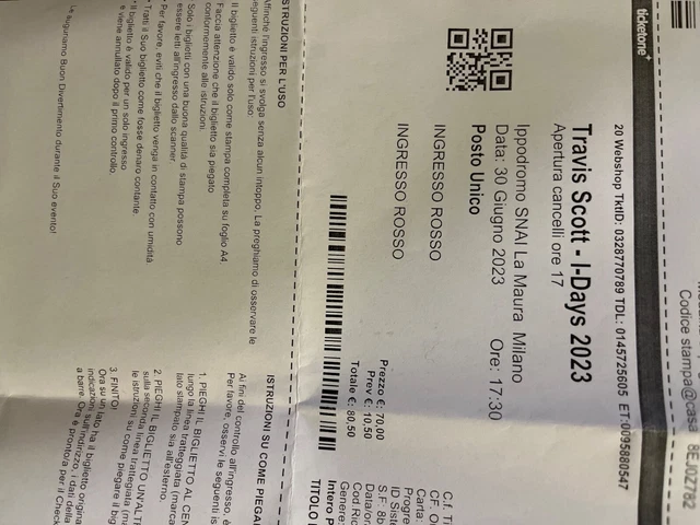 biglietti travis scott concerto, ippodromo SNAI LA Maura Milano