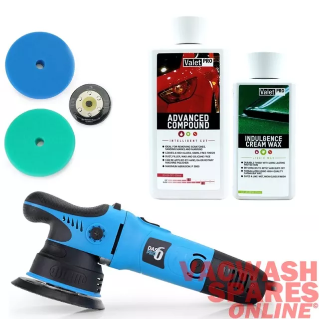 Das-6 Pro V2 Dual Action Machine Polisher - Da Pads -Valetpro Compound & Wax Set