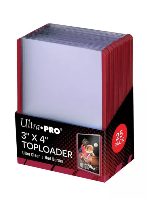 ultra-pro 3"x4" toploader ultra clear red border 25ct brand new sealed