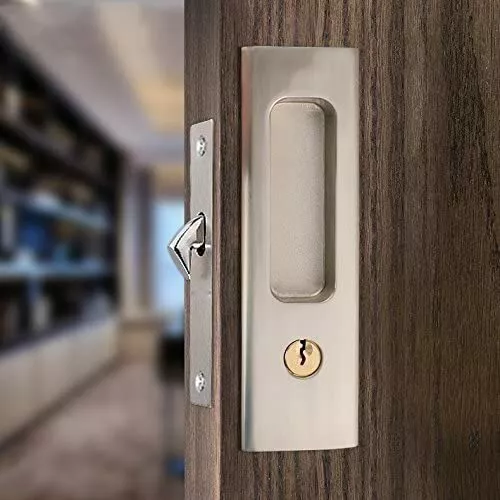 Barn Wood Sliding Door Gate Square Handle Lock Hardware with Keys