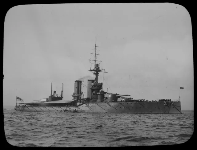 HMS AJAX ROYAL NAVY BATTLESHIP C1912 PHOTO Magic Lantern Slide MILITARY SHIP