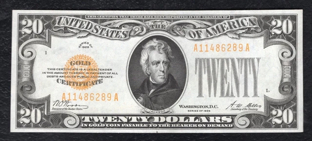 Fr. 2402 1928 $20 Twenty Dollars Gold Certificate Note Gem Uncirculated