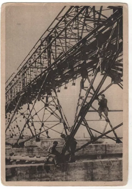 1930s Construction of an air line for coal supply People OLD Russian Postcard