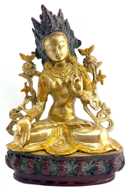 Weiße Tara Sitatara Bodhisattva … Messing-Statue … Indien … 4 Kilo … 31cm hoch