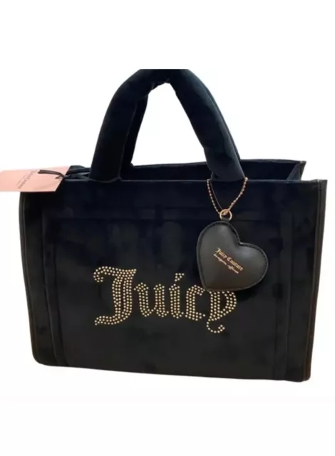 Nwt Juicy Couture Black Spender Tote Crossbody Bag Black Velour