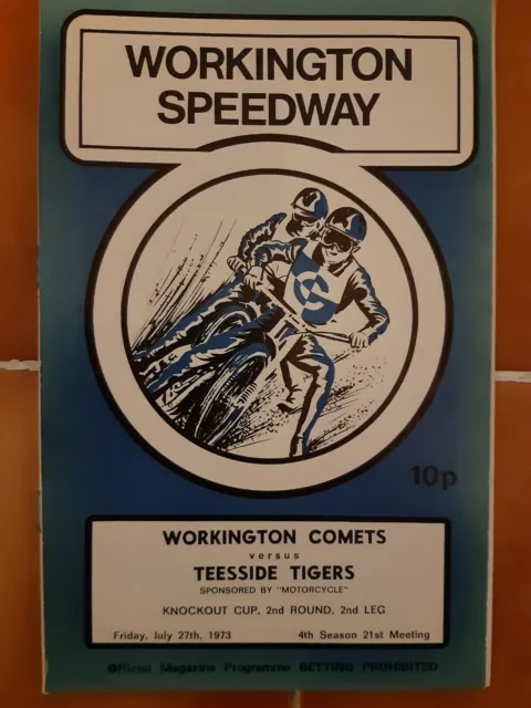 WORKINGTON vs TEESSIDE SPEEDWAY PROGRAMME 27/7/1973 (GOOD CONDITION)