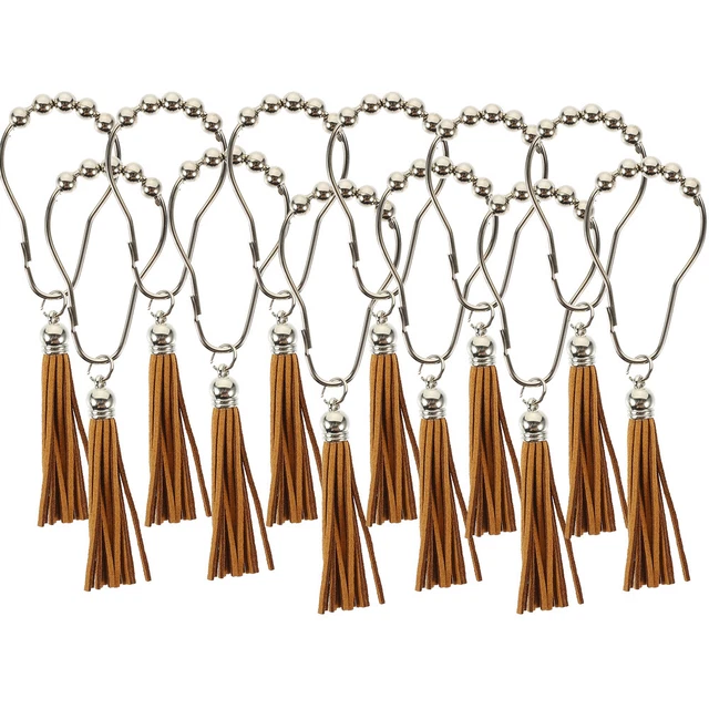 12 ganchos para cortina de ducha con borla ganchos decorativos para caña de ducha hogar