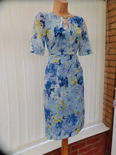 hobbs pale blue dress Johanna Wrap Dress Icy Blue Wedding Guest Jacquard main image 0