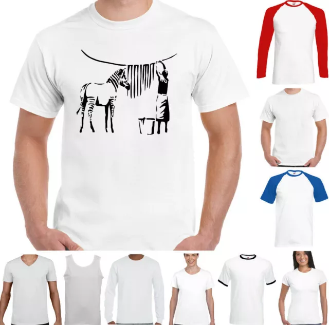 T-shirt Banksy Uomo Zebra Street Art Graffiti Moda Unisex Top T-shirt