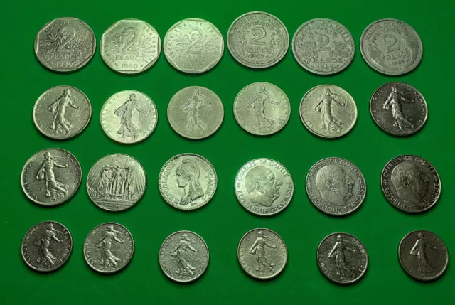 Lot pièces 0,5 / 1 / 2 francs Semeuse De Gaulle et autres à voir
