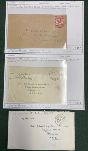 1907-1958 GOLD COAST-GHANA Postal History Cover Lot, Registered, WWII Mail, Tax