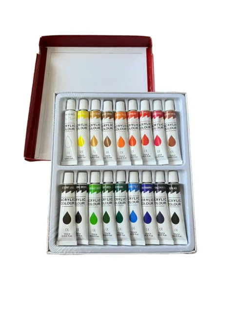 18 PC ACRYLIC Paint Set Professional Artist Color Painting 12ml Tubes