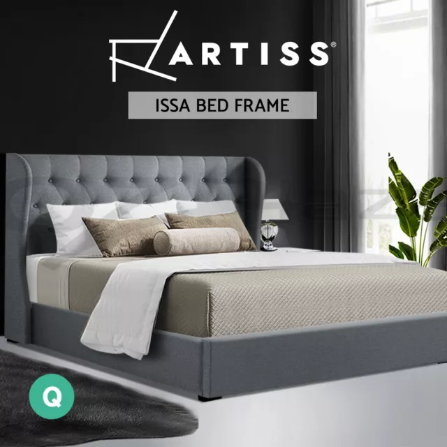 Artiss Bed Frame Queen Size Gas Lift Storage Mattress Base Wooden Grey ISSA