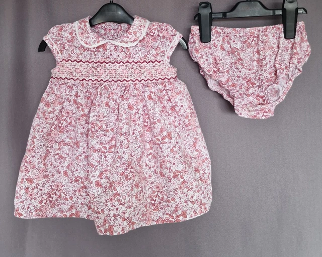 Baby Girls Age9-12 Months Dress Bloomers Outfit Floral.Nutmeg.Excelent condition