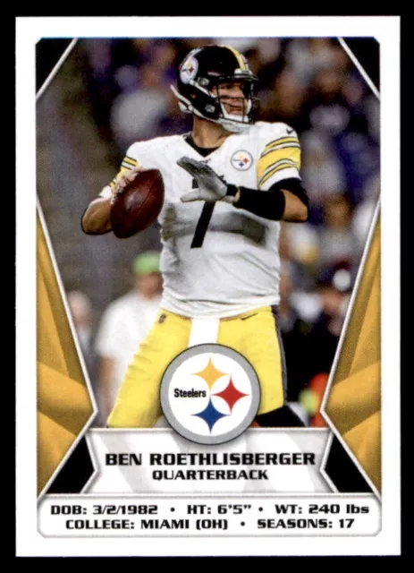 Panini NFL 2020 Sticker - Ben Roethlisberger Pittsburgh Steelers No. 153