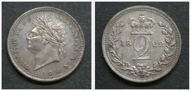George IV Maundy 2d Twopence Silver 1822 Lovely Example